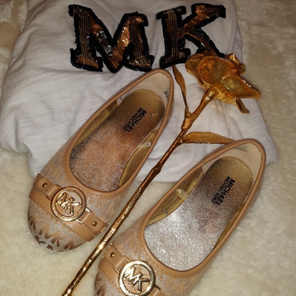 Michael Kors Other - Michael Kors tan monogram flats SIZE 12 toddler